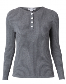 Grey Ribbed Cotton Henley Top