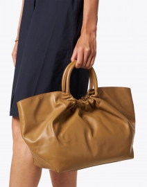 DeMellier - Los Angeles Deep Toffee Smooth Leather Ruched Tote