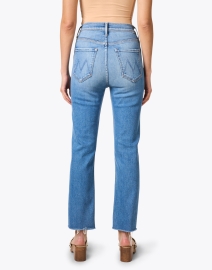 Back image thumbnail - Mother - Distressed Blue Straight Leg Jean