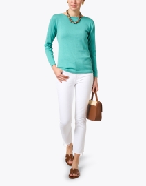 Look image thumbnail - Blue - Sea Green Pima Cotton Sweater 
