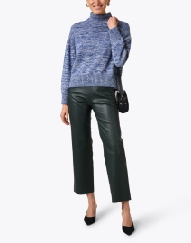 Look image thumbnail - Ecru - Pine Green Stretch Faux Leather Pant