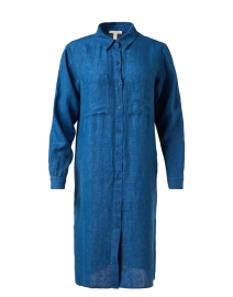 Product image thumbnail - Eileen Fisher - Blue Linen Shirt Dress