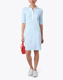 Look image thumbnail - Marc Cain Sports - Blue Striped Polo Dress