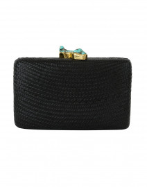 Jen Black Straw Clutch with Turquoise Closure
