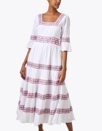 Front image thumbnail - Pink City Prints - Celine White Embroidered Cotton Dress
