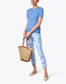 Look image thumbnail - Gretchen Scott - Blue Floral Print Pull On Pant