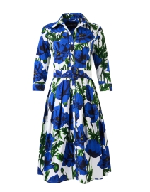 Audrey Blue Floral Print Cotton Stretch Dress