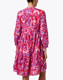 Back image thumbnail - Ro's Garden - Tyler Fuchsia and Red Print Dress
