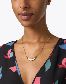 Look image thumbnail - Alexis Bittar - Gold and Grey Lucite Crescent Necklace