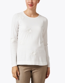 Front image thumbnail - J'Envie - Ivory Floral Embroidered Top