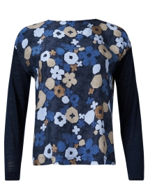 Product image thumbnail - WHY CI - Navy Floral Print Panel Top
