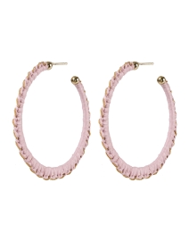 Product image thumbnail - Gas Bijoux - Belo Pink Raffia Hoop Earrings