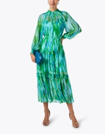 Look image thumbnail - Christy Lynn - Maren Blue and Green Print Chiffon Dress