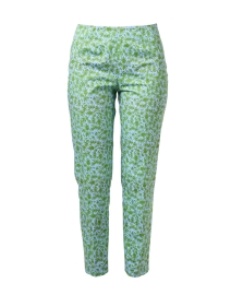 Monia Blue and Green Floral Stretch Cotton Pant