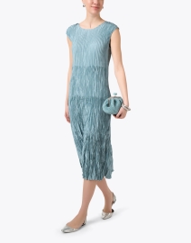 Look image thumbnail - Eileen Fisher - Blue Crushed Silk Dress