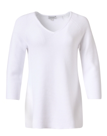 Product image thumbnail - Kinross - White Cotton Garter Stitch Sweater