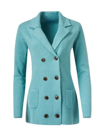 Milan Teal Blue Cotton Cashmere Coat