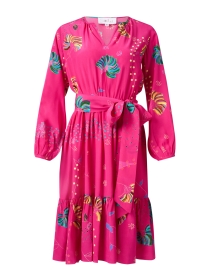 Pauline Pink Print Silk Midi Dress