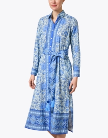 Front image thumbnail - Bella Tu - Blue Floral Cotton Midi Dress