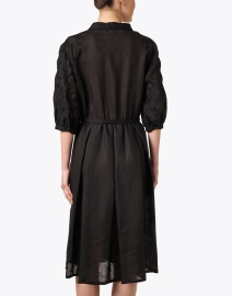 Back image thumbnail - Piazza Sempione - Black Embroidered Linen Cotton Dress