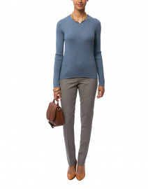 Bacco Blue Ribbed Wool Sweater