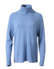 Blue Wool Cashmere Turtleneck Sweater