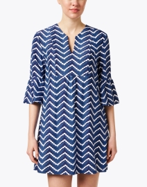 Front image thumbnail - Jude Connally - Kerry Navy Chevron Print Dress