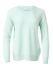 Product image thumbnail - Kinross - Mint Green Cashmere Contrast Stitch Sweatshirt