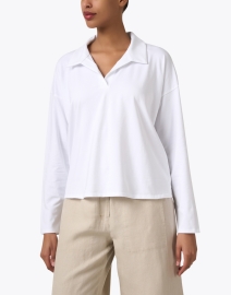 Front image thumbnail - Eileen Fisher - White Henley Top