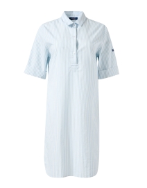 Saint James - Leonie White and Light Blue Striped Cotton Shirt Dress