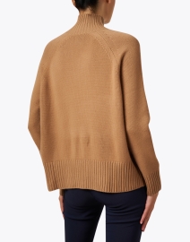 Back image thumbnail - Allude - Camel Wool Cashmere Mock Neck Sweater