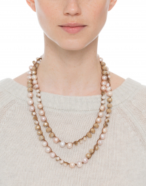 Long Pink Pearl Necklace