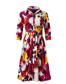 Audrey Multi Floral Print Cotton Stretch Dress
