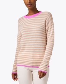Front image thumbnail - Jumper 1234 - Orange and Pink Striped Cashmere Sweater