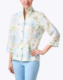 Front image thumbnail - Connie Roberson - Ronette Blue and Green Print Linen Jacket