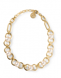Gold and Pearl Chain Link Necklace