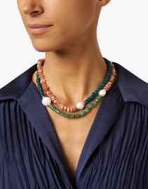 Look image thumbnail - Lizzie Fortunato - Cabana Pearl and Stone Beaded Necklace