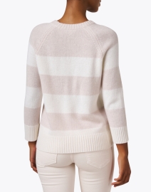Back image thumbnail - Kinross - Ivory Striped Cashmere Sweater