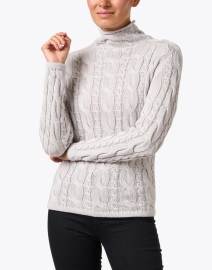 Front image thumbnail - Blue - Grey Cotton Cable Knit Sweater