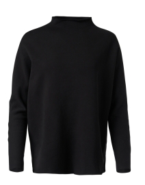 Black Cotton Funnel Neck Sweater