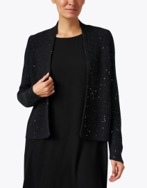 Front image thumbnail - Eileen Fisher - Black Sequin Cardigan