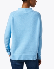 Back image thumbnail - Kinross - Light Blue Garter Stitch Cotton Sweater