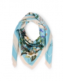 Product image thumbnail - St. Piece - Penelope Blue Floral Printed Wool and Cashmere Scarf