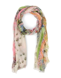 Pink and Green Paisley Print Cashmere Scarf