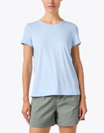Front image thumbnail - Lafayette 148 New York - The Modern Oasis Blue Cotton Tee