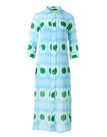 Blue and Green Abstract Cotton Silk Dress