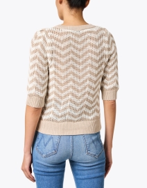 Back image thumbnail - White + Warren - Beige Chevron Cotton Sweater