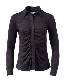 Product image thumbnail - Southcott - Dawson Black Faux Suede Ruched Shirt