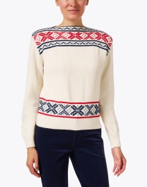 Front image thumbnail - Jumper 1234 - Ivory Multi Cashmere Wool Sweater