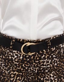 Black Leather Calf Belt with Double Gold Rings